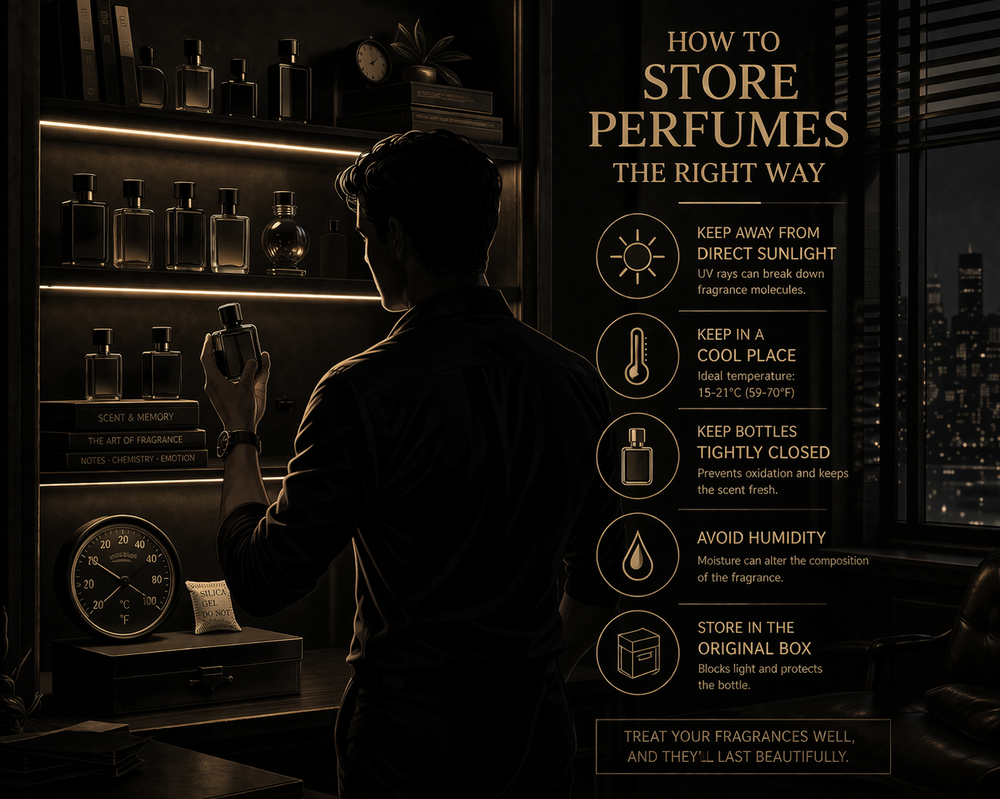 How to store
perfumes correctly – fragrance storage guide to protect your collection
